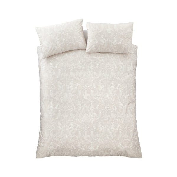 Set copripiumino e federa beige in velluto per letto matrimoniale 200x200 cm Bridgerton Regal Birds – Catherine Lansfield