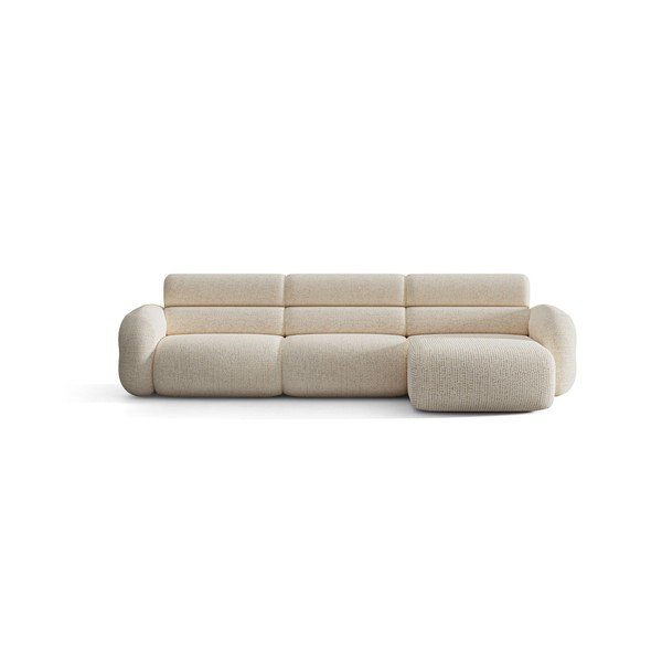 Divano angolare color crema (con penisola a destra/con chaise lounge) con rivestimento in ciniglia Neo – Micadoni -image-1