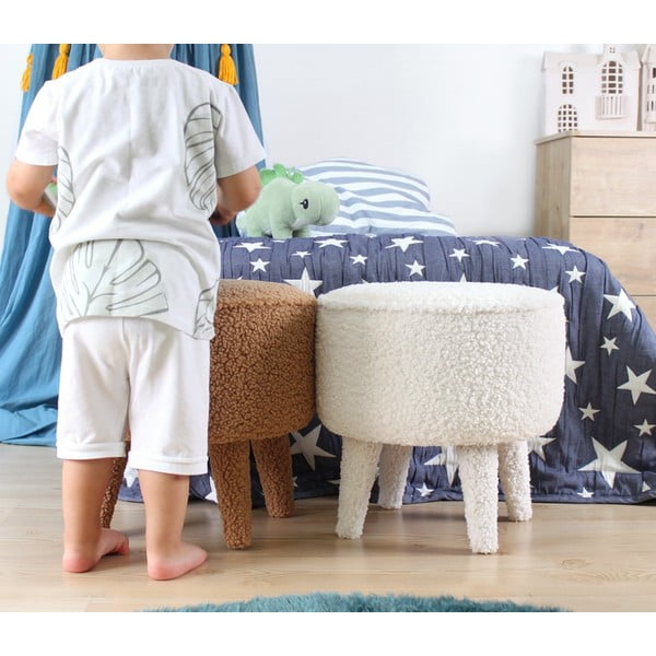 Pouf marrone per bambini in tessuto bouclé Moouv - Artie-image-1