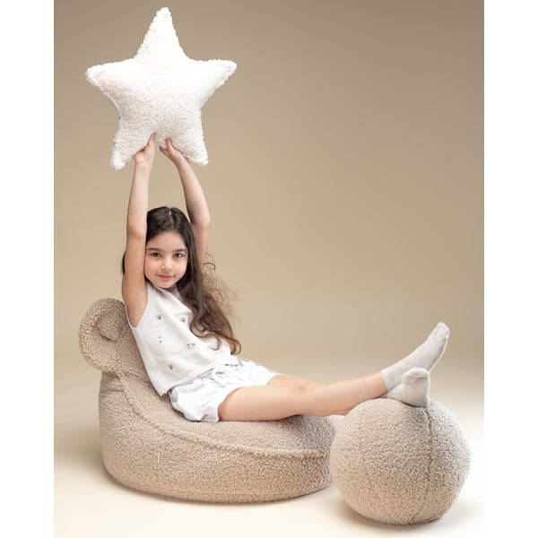 Pouf a sacco per bambini marrone chiaro con rivestimento in bouclé Bear – Wigiwama-image-2