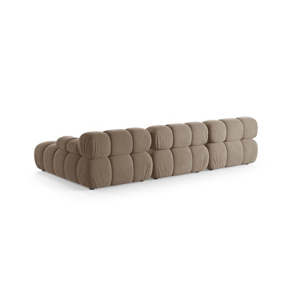 Divano angolare componibile beige (con penisola a destra/con chaise lounge) con rivestimento in velluto – Micadoni -image-3