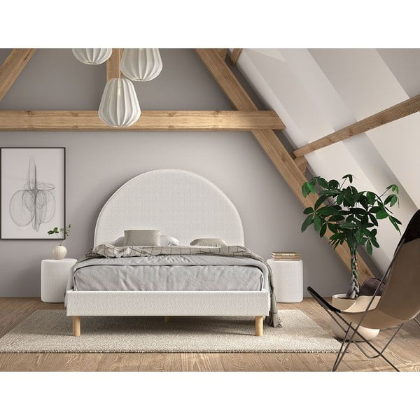 Letto singolo imbottito bianco con griglia 140x200 cm MOON - Vipack-image-4