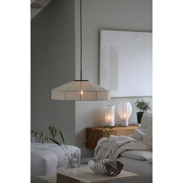 Lampadario bianco e nero con paralume in tessuto ø 57 cm Alia – Markslöjd-image-2