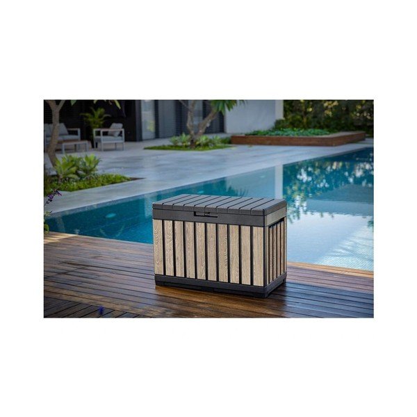 Contenitore da giardino nero/colore naturale chiaro in plastica Deco Kentwood Ashwood – Keter-image-4
