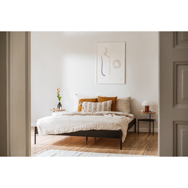 Letto matrimoniale bianco in acciaio senza testiera con rete inclusa 200x200 cm Eton Basic – noo.ma-image-1