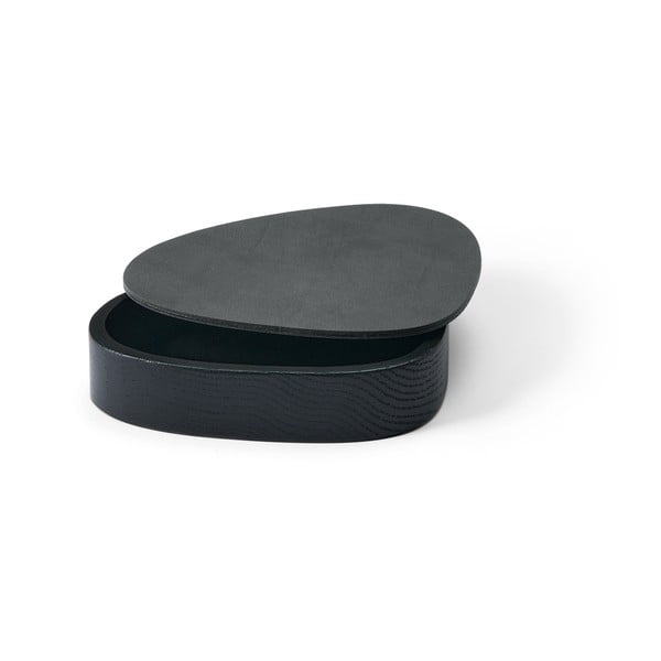 Scatola decorativa con coperchio nera/color antracite in legno ed eco pelle 14x12,5x3,5 cm Curve Nupo – LIND DNA-image-1