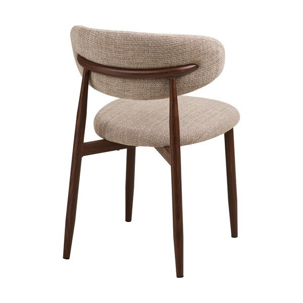 Sedia da pranzo beige/marrone scuro in imbottito Levanto – House Nordic-image-2