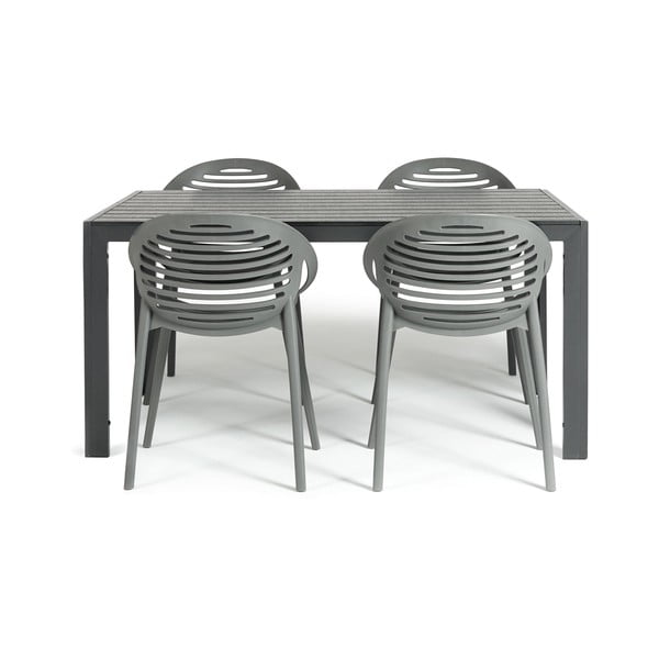 Set da pranzo da giardino per 4 persone con sedia Joanna grigia e tavolo Viking, 90 x 150 cm Viking & Joanna - Bonami Selection