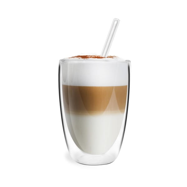 Tazze in set con parete doppia/da latte in vetro 6 pz 350 ml – Vialli Design-image-2