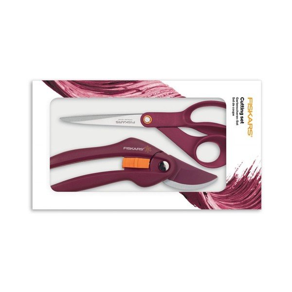 Set di forbici da giardino rosse Merlot - Fiskars