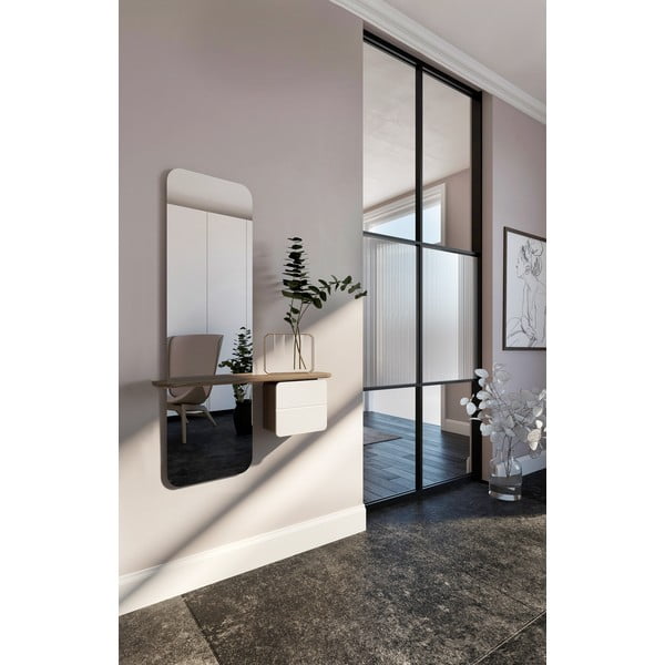 Set da corridoio bianco-marrone con decoro in rovere One More Look - UMAGE-image-1