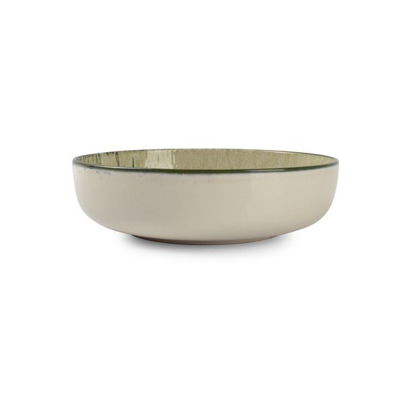 Piatto fondo verde/color crema in gres ø 18,5 cm Gravel – ONA-image-2