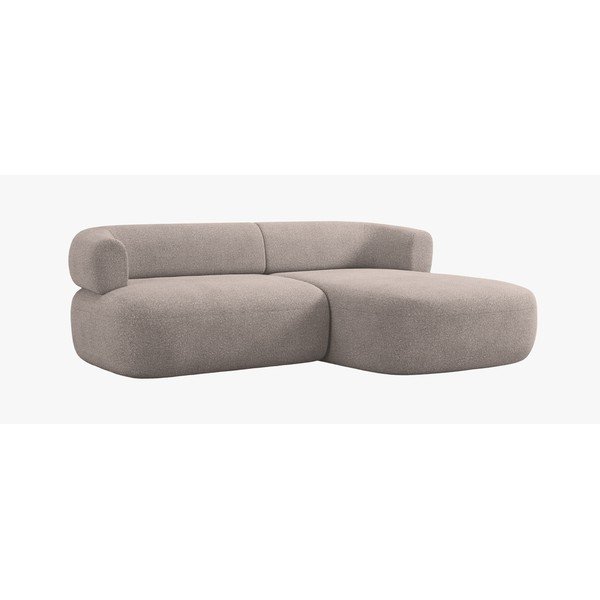 Divano angolare marrone chiaro (con penisola a destra/con chaise lounge) con rivestimento in bouclé Jenny – Micadoni -image-1