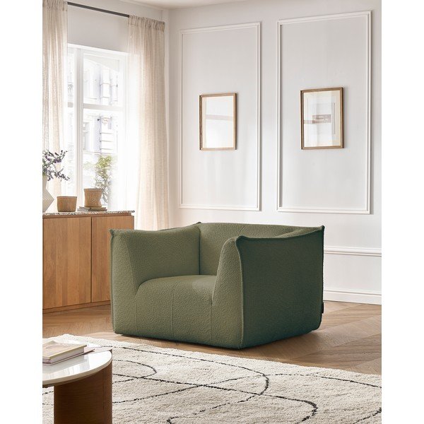 Poltrona verde con rivestimento in bouclé Giorgia – Bobochic Paris-image-1