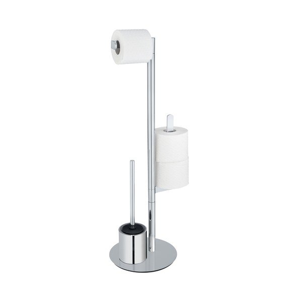 Porta carta igienica con scopino in acciaio inox Polvano - Wenko-image-1