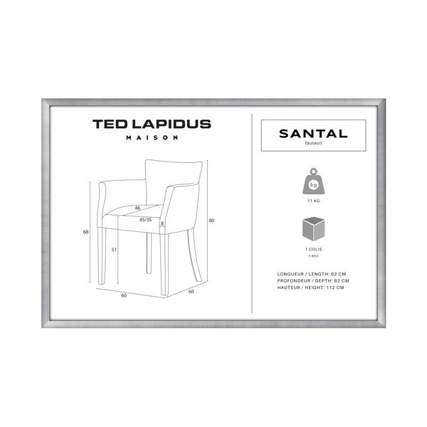 Světle modrá židle s tmavě hnědými nohami z bukového dřeva Ted Lapidus Maison Santal-image-4