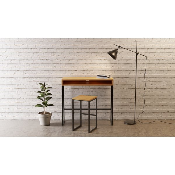 Sedia da bar nera/di colore naturale con effetto rovere Frame – Woodman-image-1