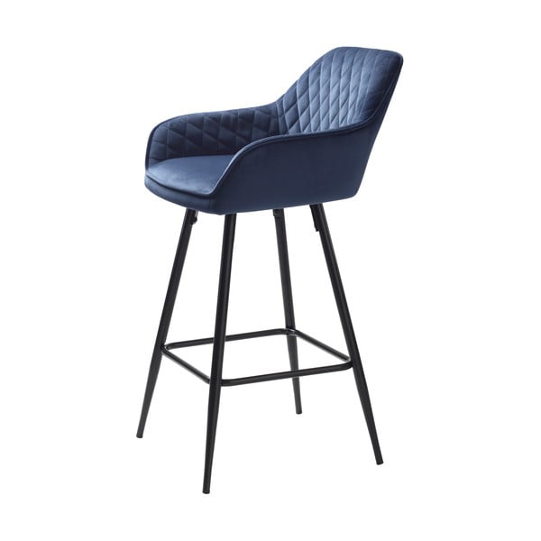 Sgabello da bar in velluto blu (altezza seduta 67 cm) Milton - Unique Furniture