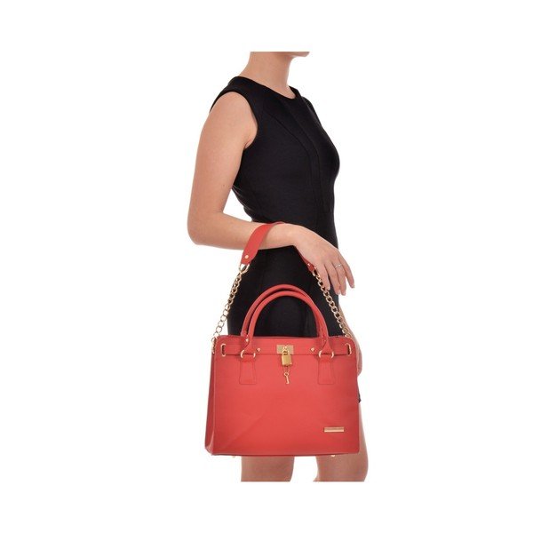 Červená kožená kabelka Roberta M Durio Rosso-image-2