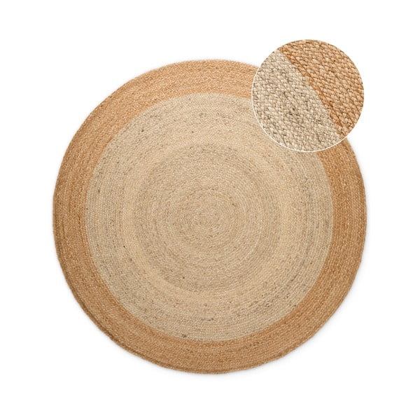 Tappeto rotondo avorio in iuta reversibile e tessuto a mano ø 120 cm Jutta Ivory – Hanse Home