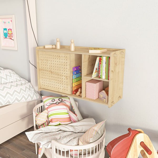 Libreria a parete in rovere decorato in colore naturale 65x30 cm Sima - Kalune Design-image-2