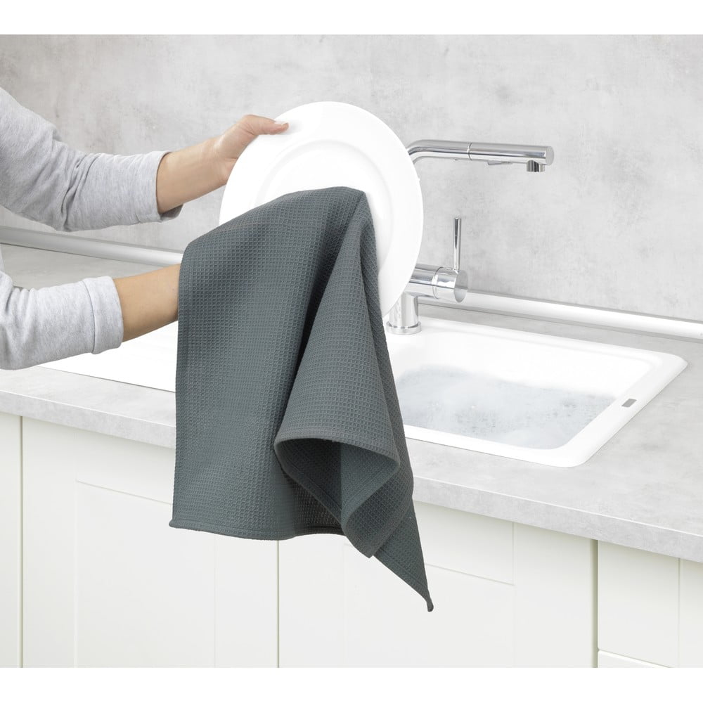 Strofinacci da Cucina Classici a nido d'ape,3pcs Strofinacci Cucina Asciugamani da Cucina Canovacci da Cucina Molto Assorbente e Facilmente Lavabile 34 * 34cm Set Asciugamani da Cucina Grigio