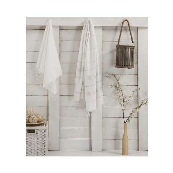 Set di 2 asciugamani bianchi Hammam Sultan - Mijolnir