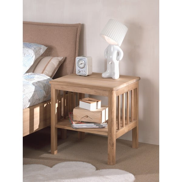 Comodino per bambini di colore naturale in rovere massiccio Forrest – Vipack-image-1