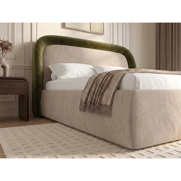 Letto matrimoniale imbottito verde con contenitore con rete inclusa 160x200 cm Sam – Bobochic Paris-image-4
