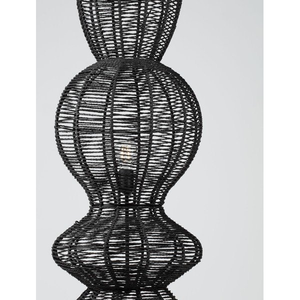 Lampada da terra nera opaca con rivestimento in corda (altezza totale 136 cm) Breena – Nova Luce-image-2