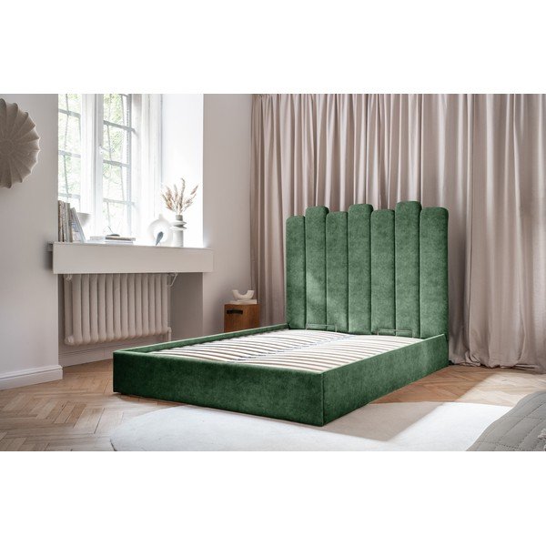 Letto matrimoniale imbottito verde con vano contenitore con griglia 180x200 cm Dreamy Aurora - Miuform-image-2