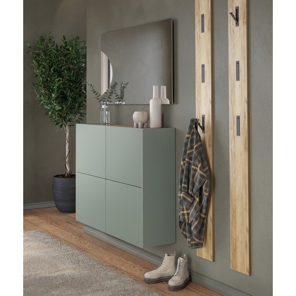 Armadietto verde polveroso opaco da appendere 97x79x27 cm Binetto – Germania-image-1