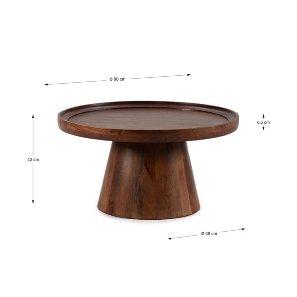 Tavolino da salotto rotondo marrone scuro in mango massiccio ø 80 cm Rose – MOME-image-4