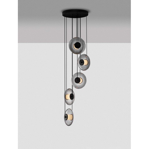 Lampadario LED nero opaco in vetro con intensità regolabile ø 40 cm Ballet – Nova Luce-image-3