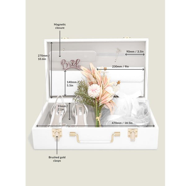 Scatola decorativa bianca in pelle artificiale 50x30x15 cm - Stackers-image-3