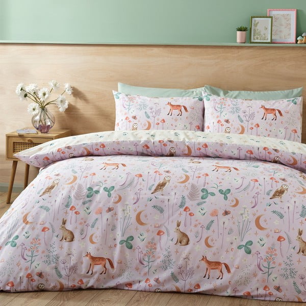 Set copripiumino e federa lavanda per letto singolo 135x200 cm Enchanted Twilight Animals – Catherine Lansfield-image-1