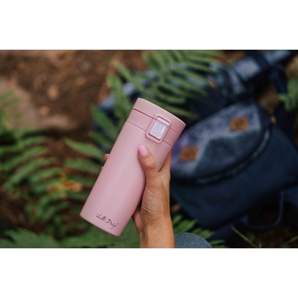 Tazza termica da viaggio rosa, 400 ml Fuori - Vialli Design-image-4