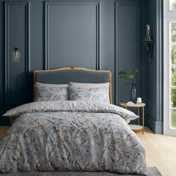 Biancheria da letto bianca/blu per letto singolo 135x200 cm Regal Floral – Catherine Lansfield-image-1