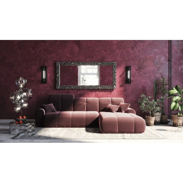 Divano in velluto rosa scuro Divano letto angolare Devichy, angolo destro Tous - devichy-image-4