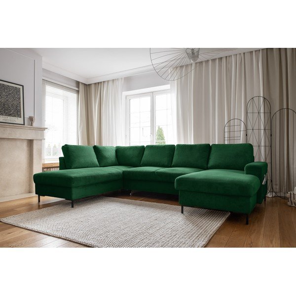 Divano letto in velluto a coste verde scuro (angolo sinistro) Lofty Lilly - Miuform-image-3