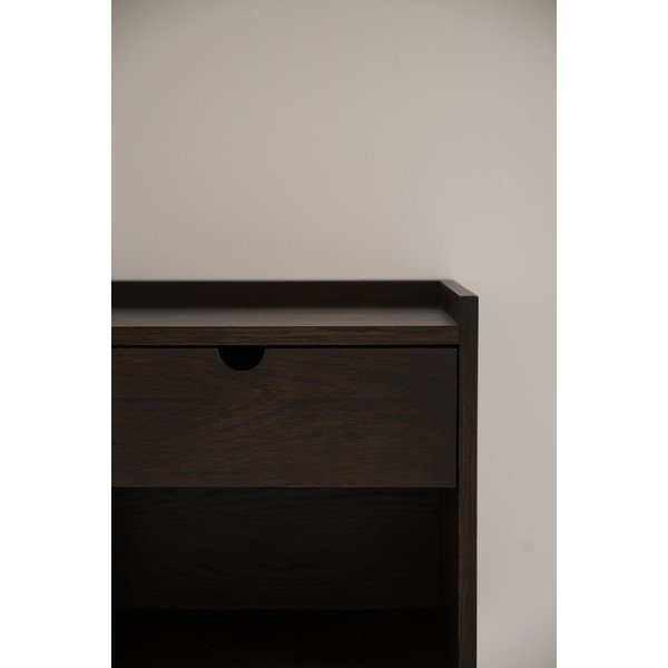 Comodino colore naturale scuro in rovere massiccio da parete/con ripiani Hillmond – Rowico-image-3