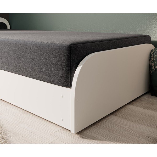 Letto singolo imbottito/in truciolato bianco/grigio scuro con contenitore e materasso inclusi 80x190 cm Parys – ELTAP-image-4