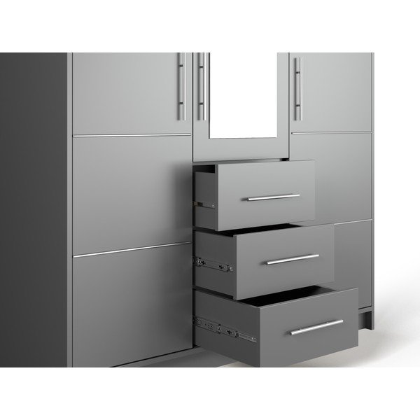 Armadio grigio con specchio 147x200 cm Derry - Cosmopolitan Design-image-1