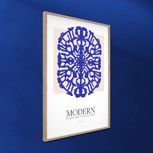 Dipinto stampato con cornice inclusa 60x90 cm Blue Folklore – Styler-image-3