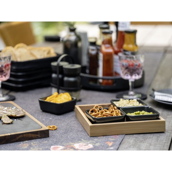 Set di 4 ciotole da portata in ceramica nera con vassoio Elo - Wenko-image-2