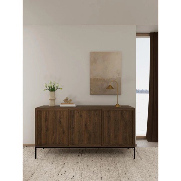 Credenza colore naturale scuro con effetto rovere 158x80x40 cm Palmdale – Actona-image-1