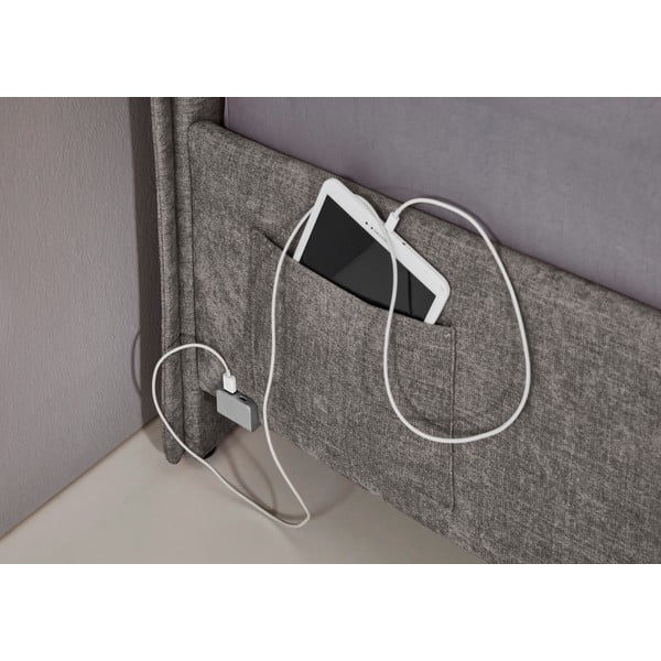 Letto da bambini grigio imbottito rete non inclusa 140x200 cm Fun – Meise Möbel-image-1