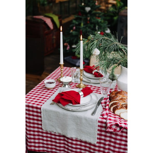 Tovaglia di lino 140x250 cm Red Gingham - Linen Tales-image-2