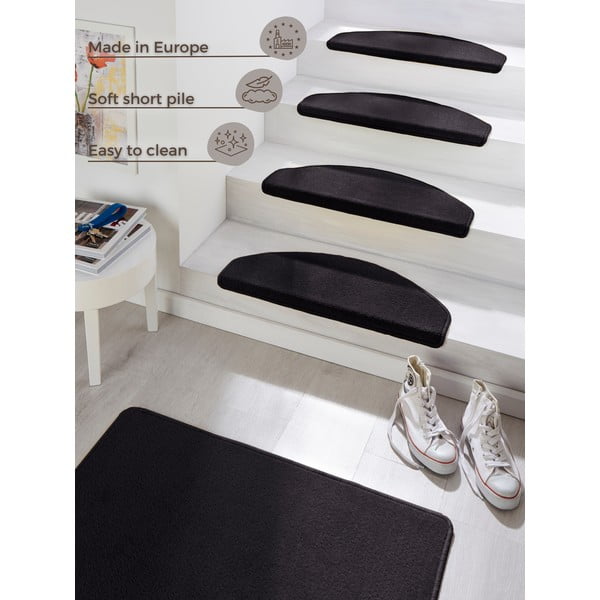 Set di tappeti per scale neri con strisce adesive 15 pz 23x65 cm Fancy – Hanse Home-image-4