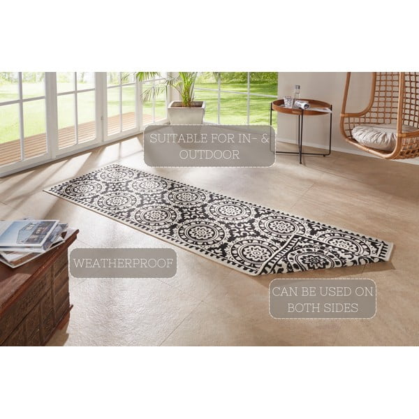 Tappeto da esterno nero e crema , 80 x 250 cm Jardin - NORTHRUGS-image-4